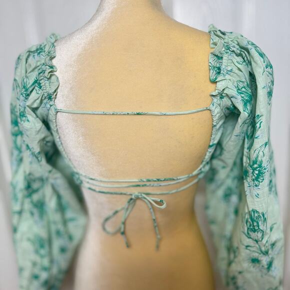 Sabo Zoe Tulip Puff Sleeve Backless Tie Back Crop Top - Size XL - Picture 7 of 10